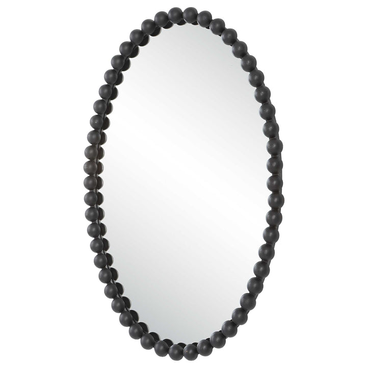 American Home Furniture Uttermost Serna Black Oval Mirror