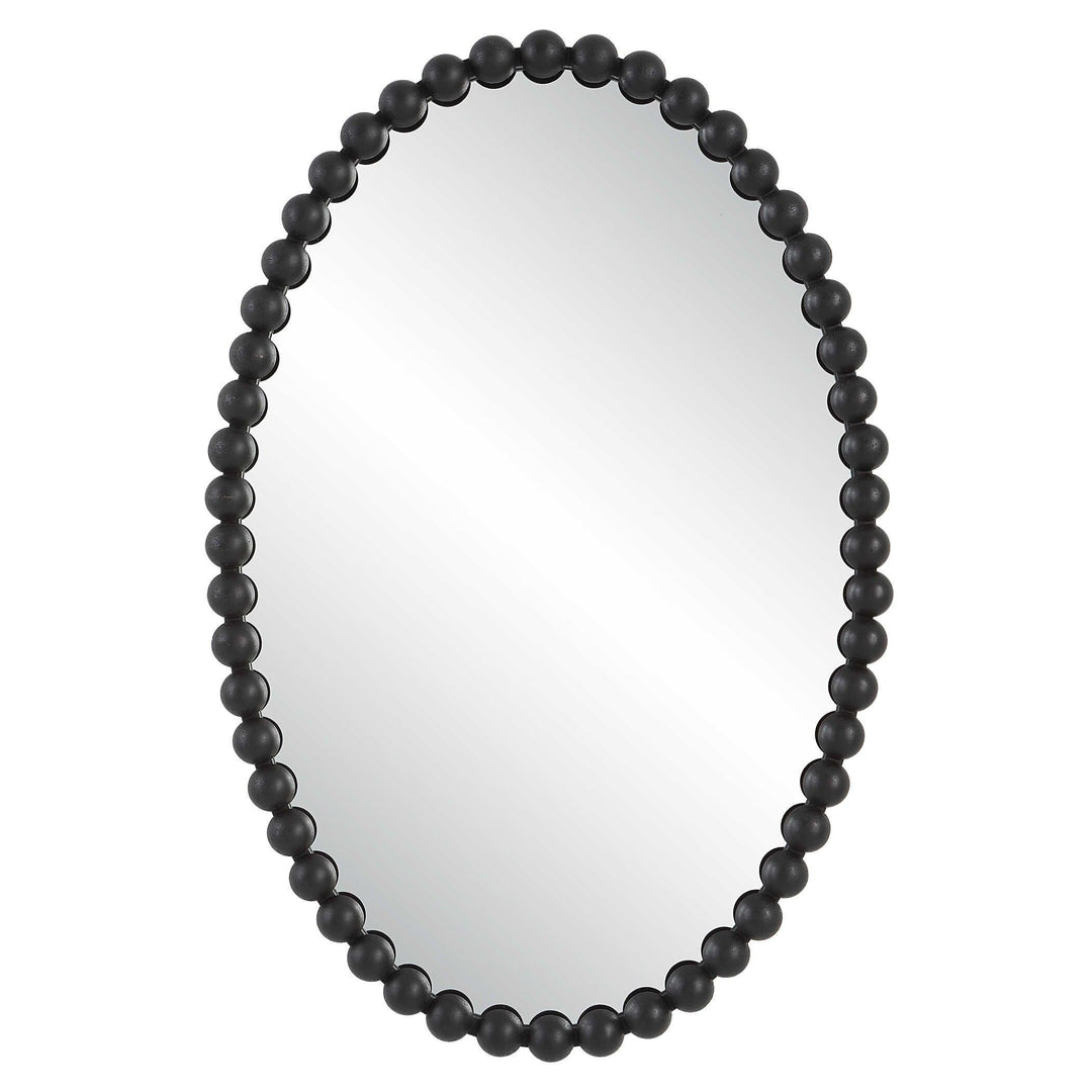 Serna Black Oval Mirror - AmericanHomeFurniture