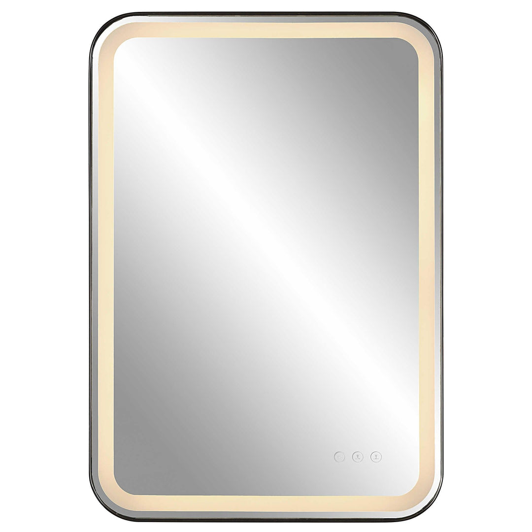 Crofton Lighted Black Vanity Mirror - AmericanHomeFurniture