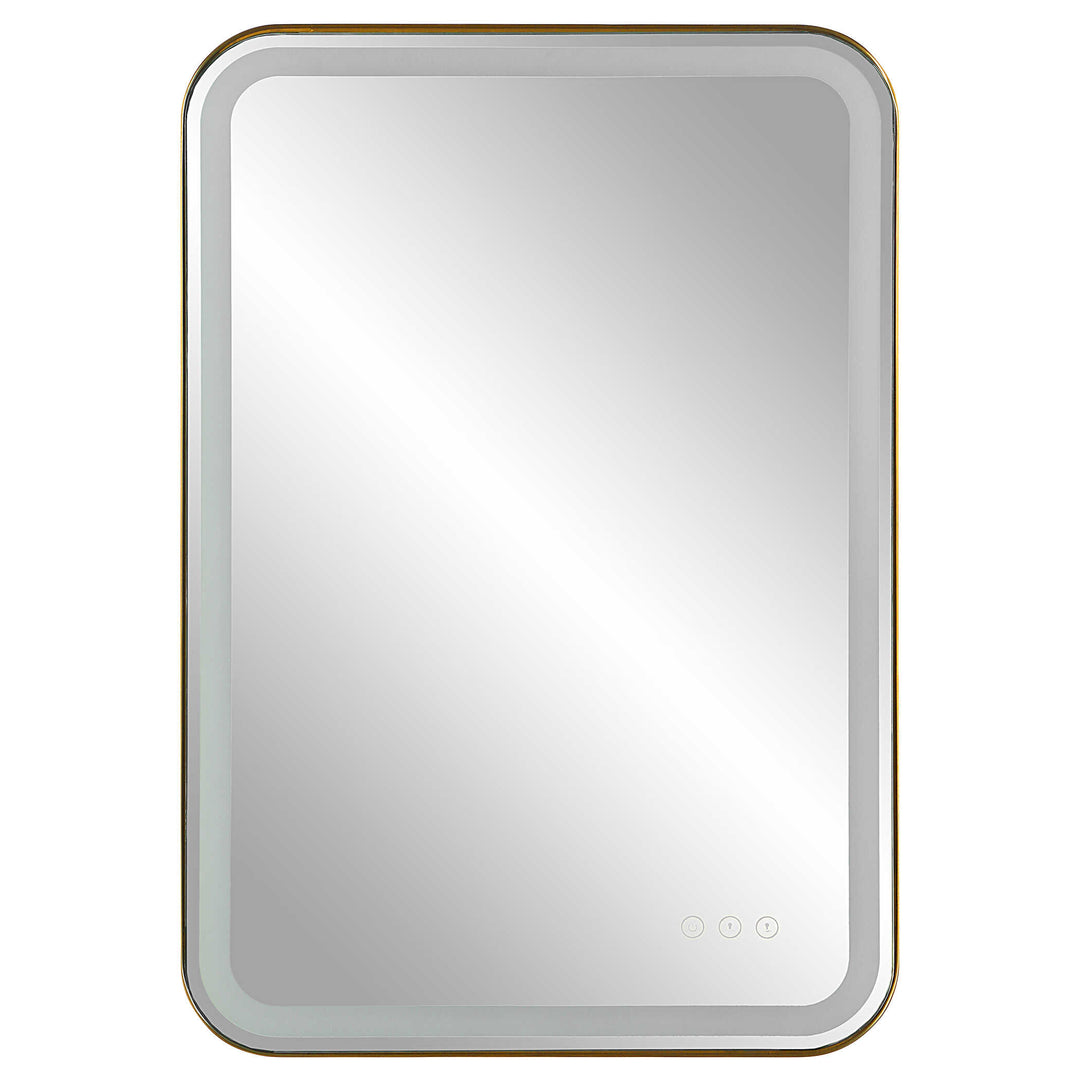 American Home Furniture Uttermost Crofton Lighted Brass Vanity Mirror