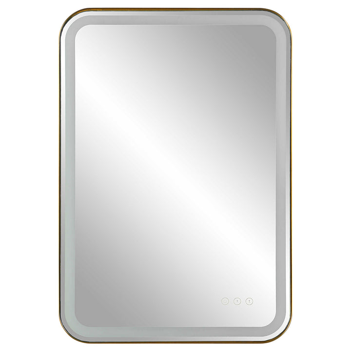 American Home Furniture Uttermost Crofton Lighted Brass Vanity Mirror