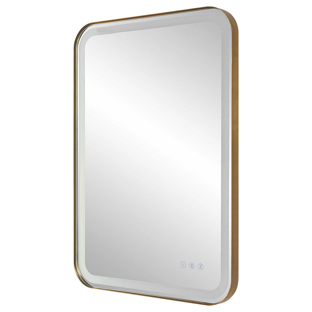 American Home Furniture Uttermost Crofton Lighted Brass Vanity Mirror