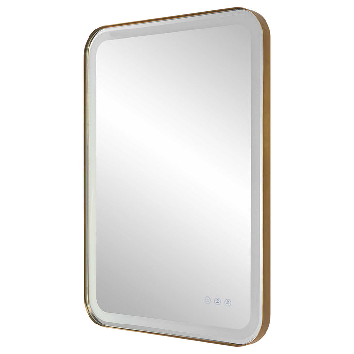 American Home Furniture Uttermost Crofton Lighted Brass Vanity Mirror