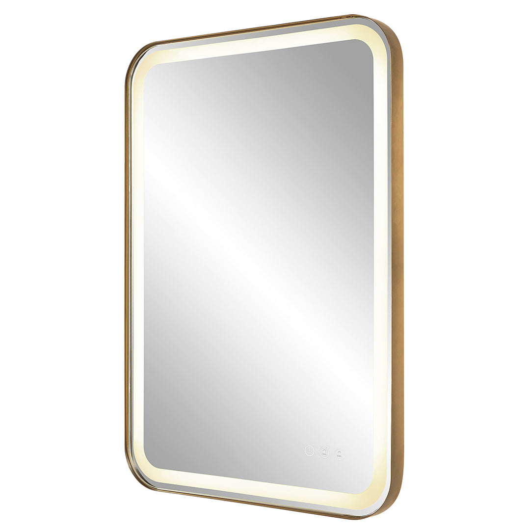 American Home Furniture Uttermost Crofton Lighted Brass Vanity Mirror
