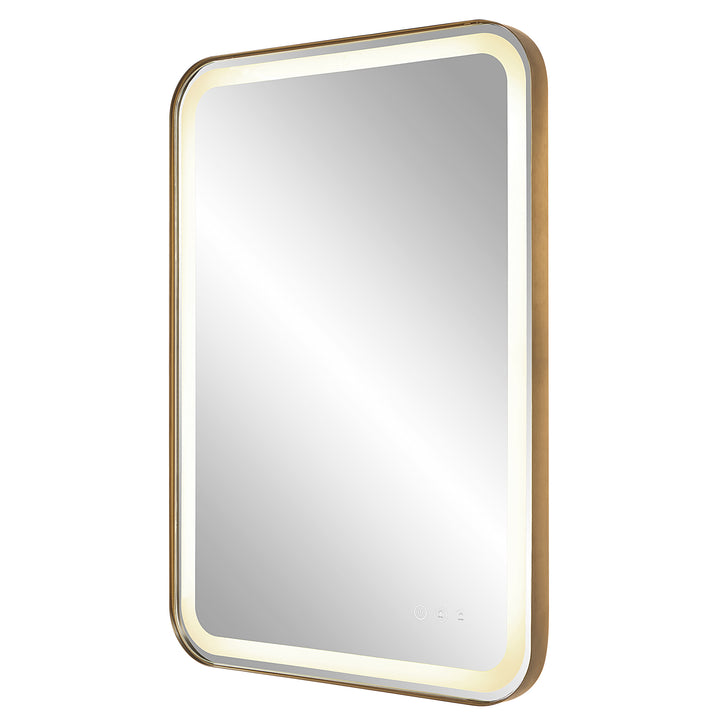 American Home Furniture Uttermost Crofton Lighted Brass Vanity Mirror