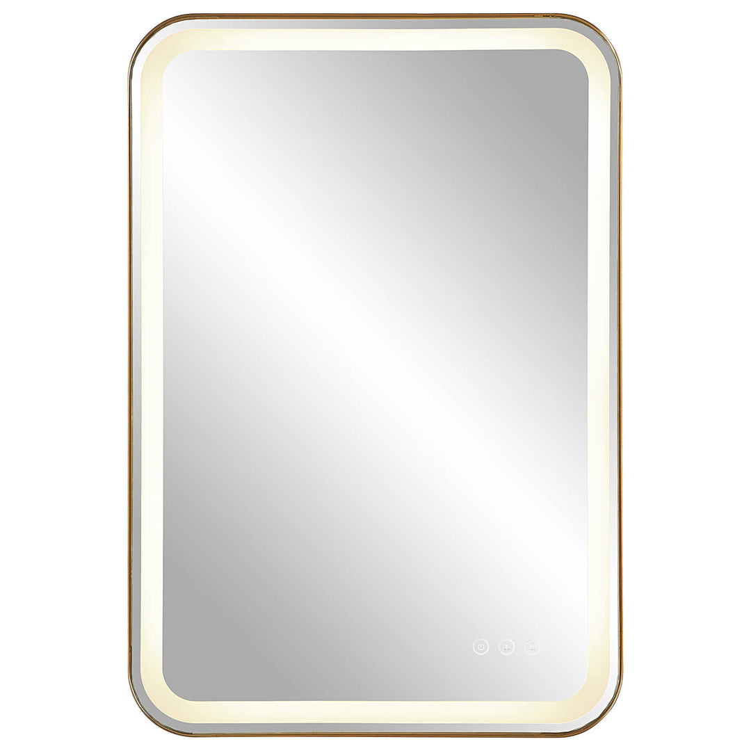 American Home Furniture Uttermost Crofton Lighted Brass Vanity Mirror