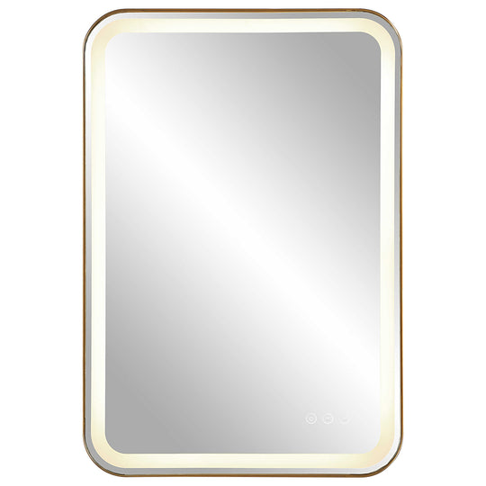 American Home Furniture Uttermost Crofton Lighted Brass Vanity Mirror
