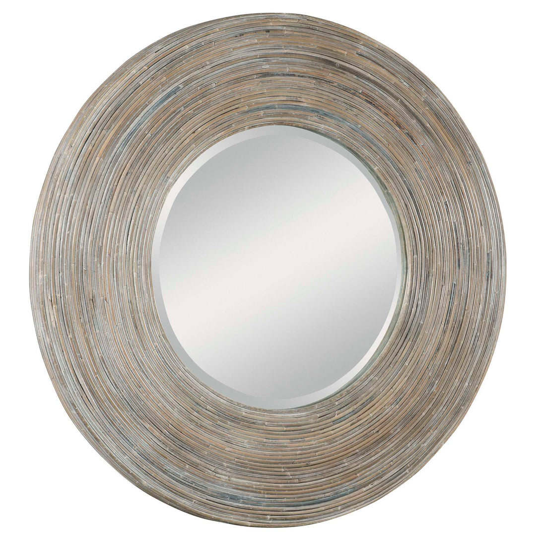 American Home Furniture Uttermost Vortex White Washed Round Mirror
