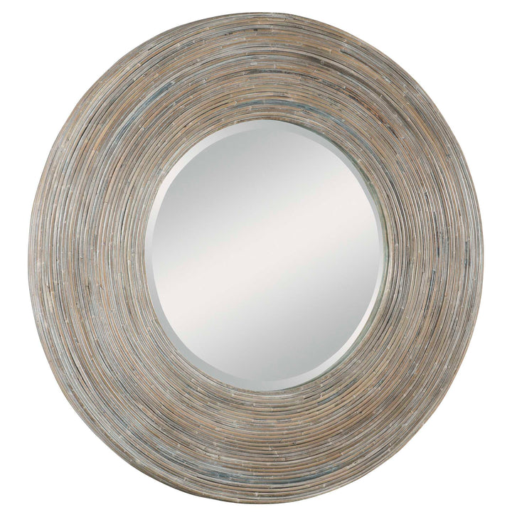 American Home Furniture Uttermost Vortex White Washed Round Mirror