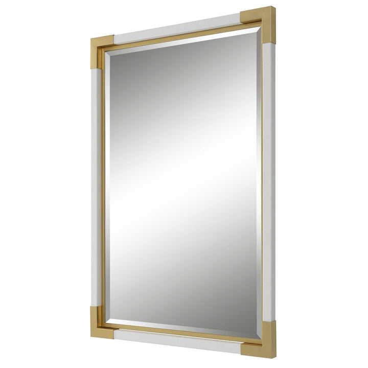 American Home Furniture Uttermost Malik White & Gold Mirror