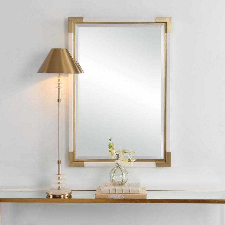 American Home Furniture Uttermost Malik White & Gold Mirror