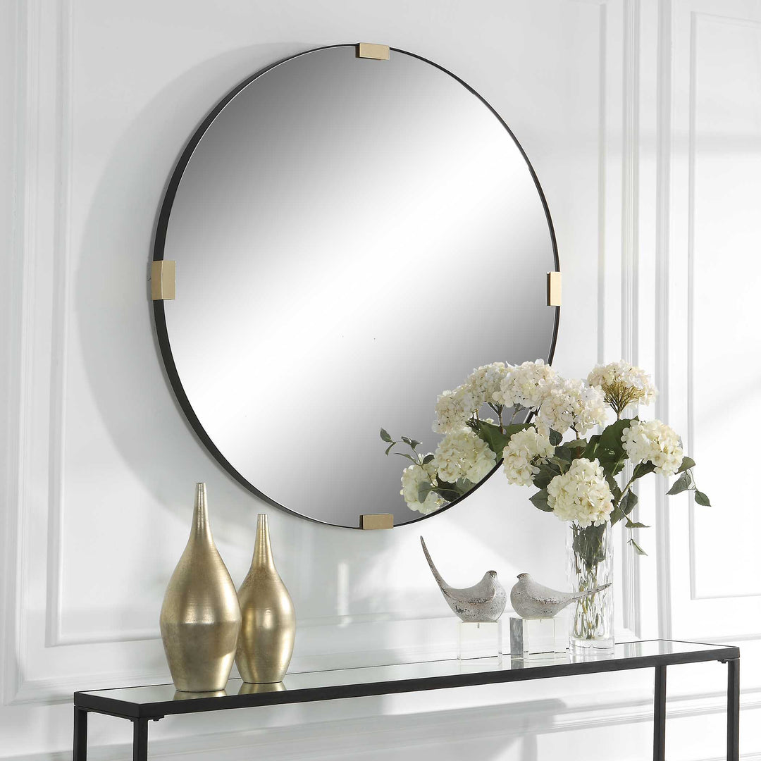 American Home Furniture Uttermost Clip Modern Round Mirror