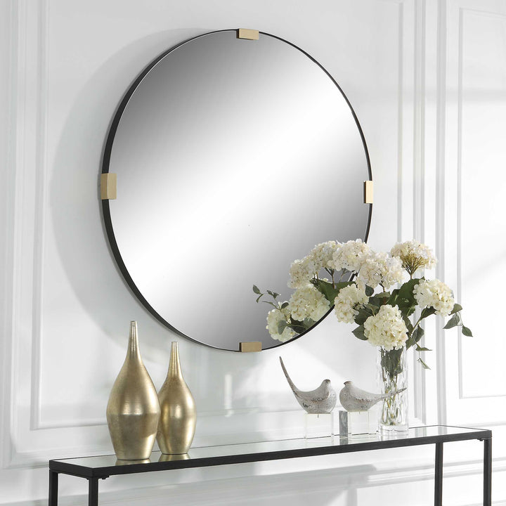 American Home Furniture Uttermost Clip Modern Round Mirror