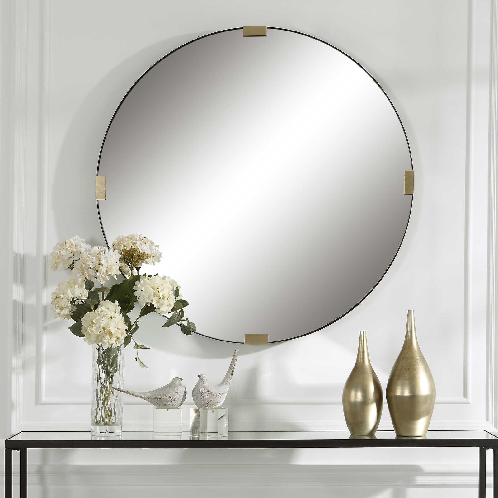 American Home Furniture Uttermost Clip Modern Round Mirror