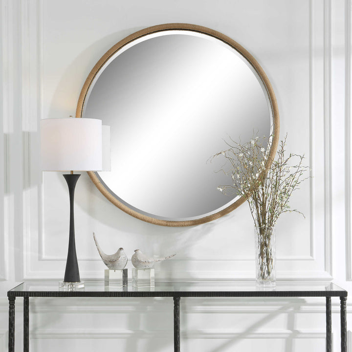 American Home Furniture Uttermost Ranchero Natural Rope Round Mirror