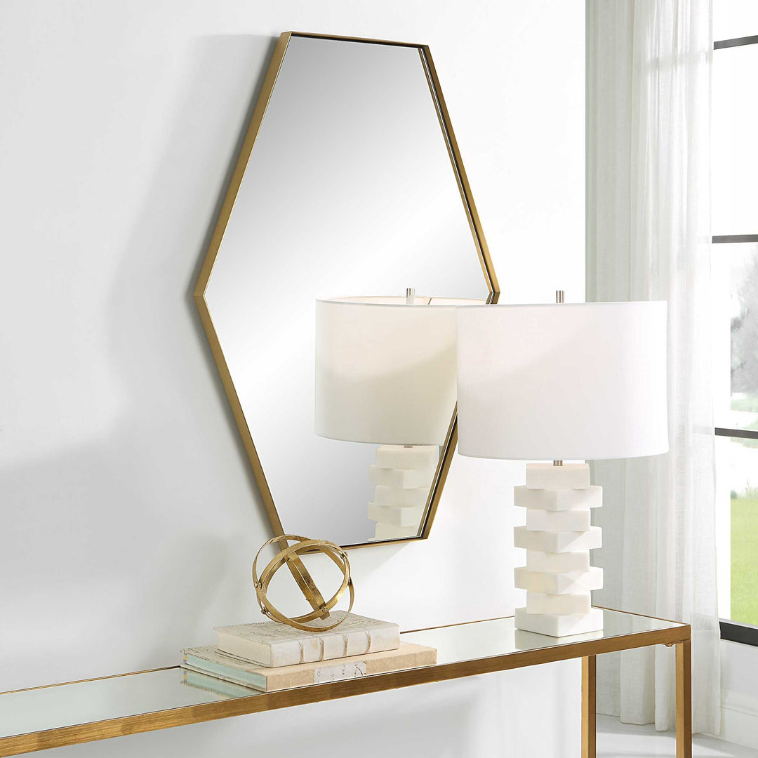 American Home Furniture Uttermost Ankara Brass Hexagon Mirror