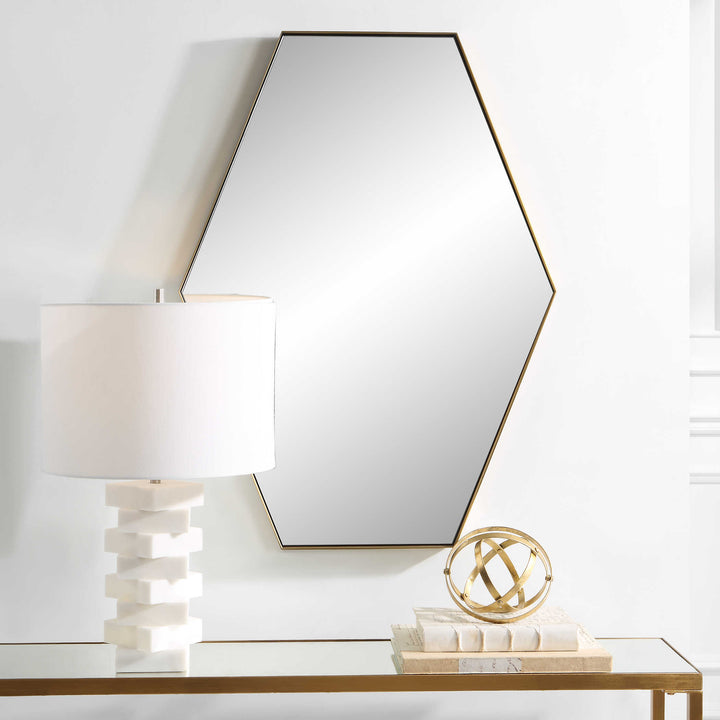 American Home Furniture Uttermost Ankara Brass Hexagon Mirror