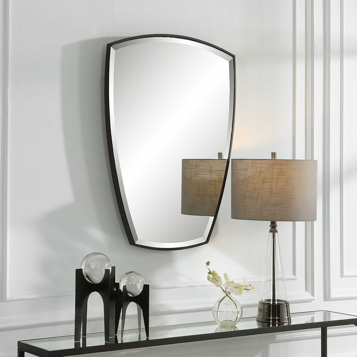 American Home Furniture Uttermost Crest Curved Iron Mirror