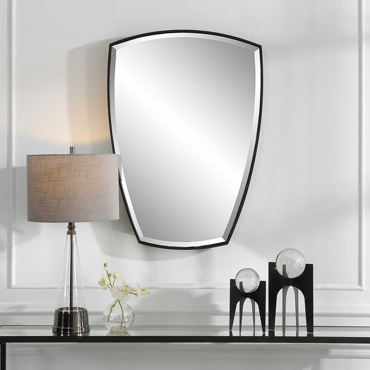 American Home Furniture Uttermost Crest Curved Iron Mirror