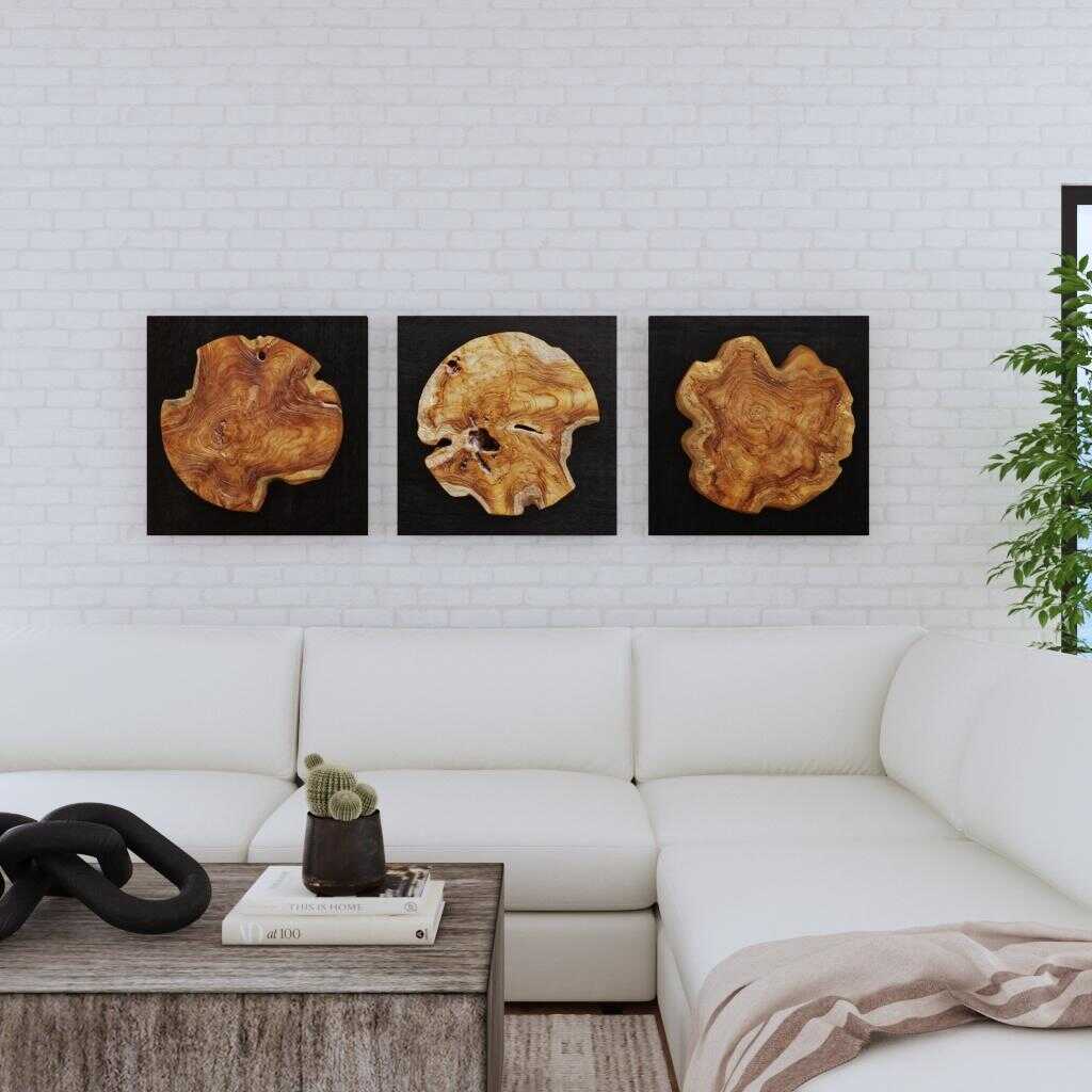 American Home Furniture Uttermost Kolini Teak Wood Wall Decor Set of 3