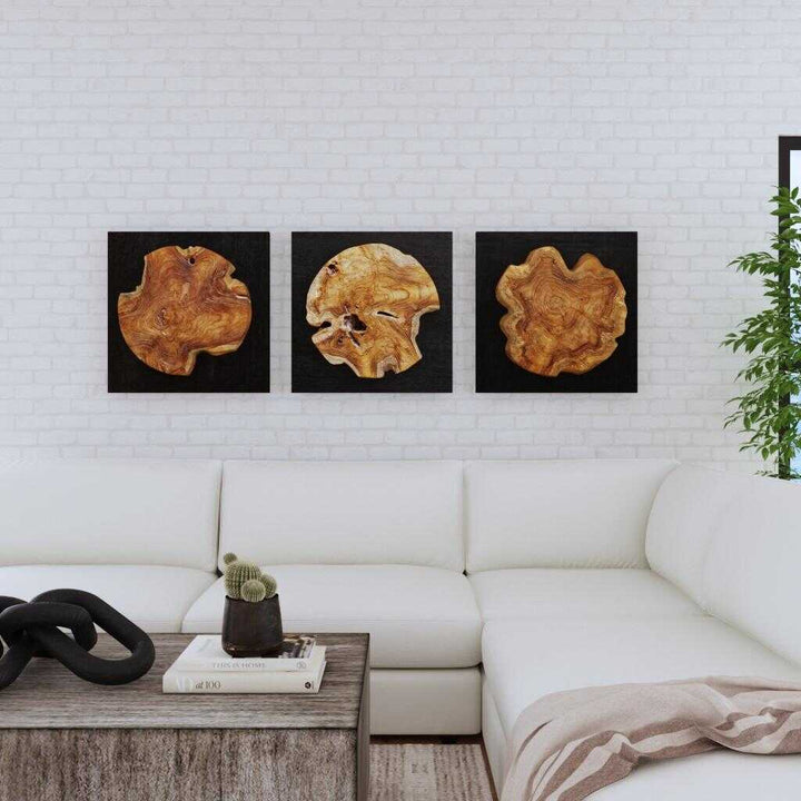 American Home Furniture Uttermost Kolini Teak Wood Wall Decor Set of 3