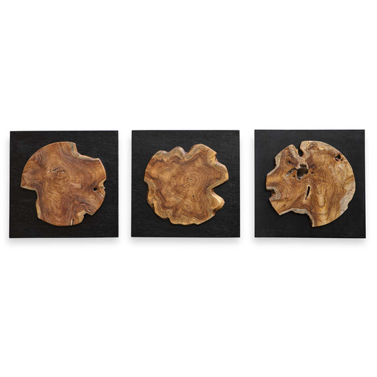 American Home Furniture Uttermost Kolini Teak Wood Wall Decor Set of 3