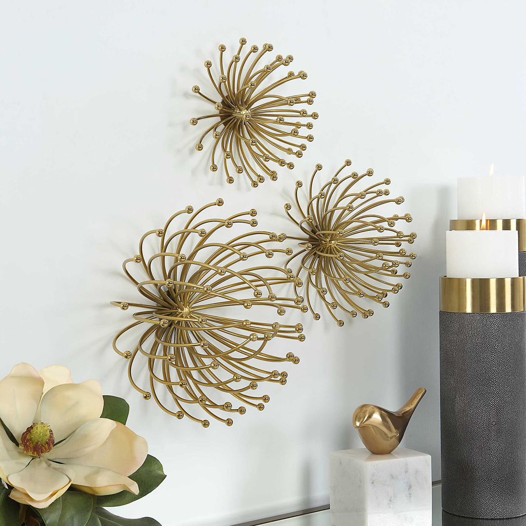 American Home Furniture Uttermost Aga Gold Metal Wall Decor Set of 3
