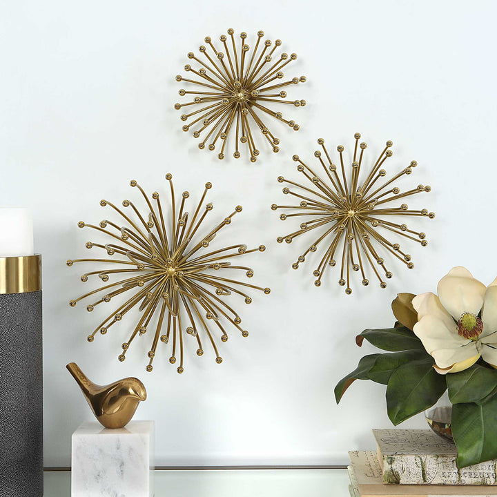 American Home Furniture Uttermost Aga Gold Metal Wall Decor Set of 3