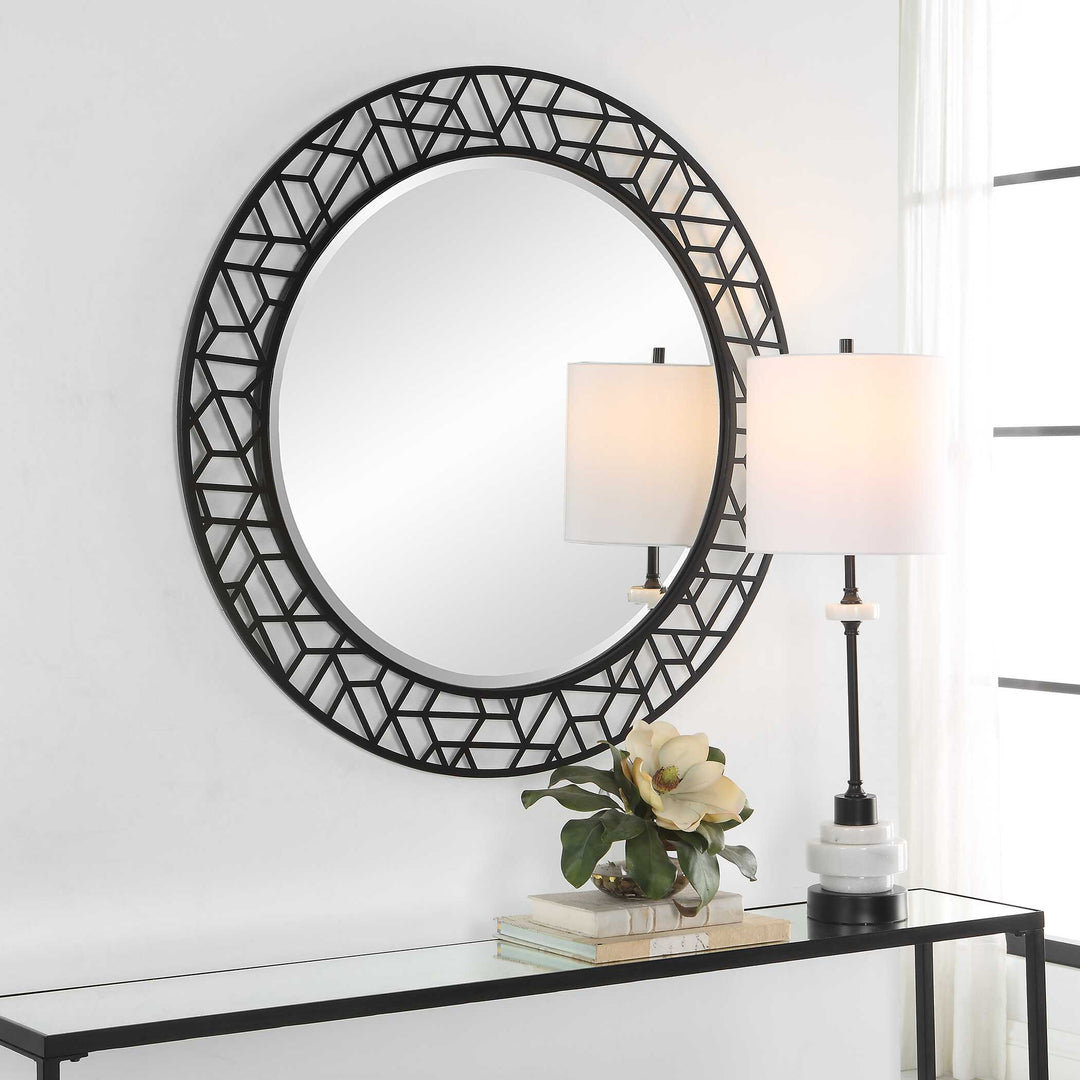 American Home Furniture Uttermost Mosaic Metal Round Mirror