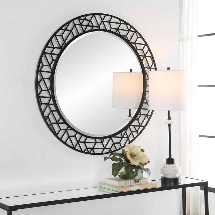 American Home Furniture Uttermost Mosaic Metal Round Mirror