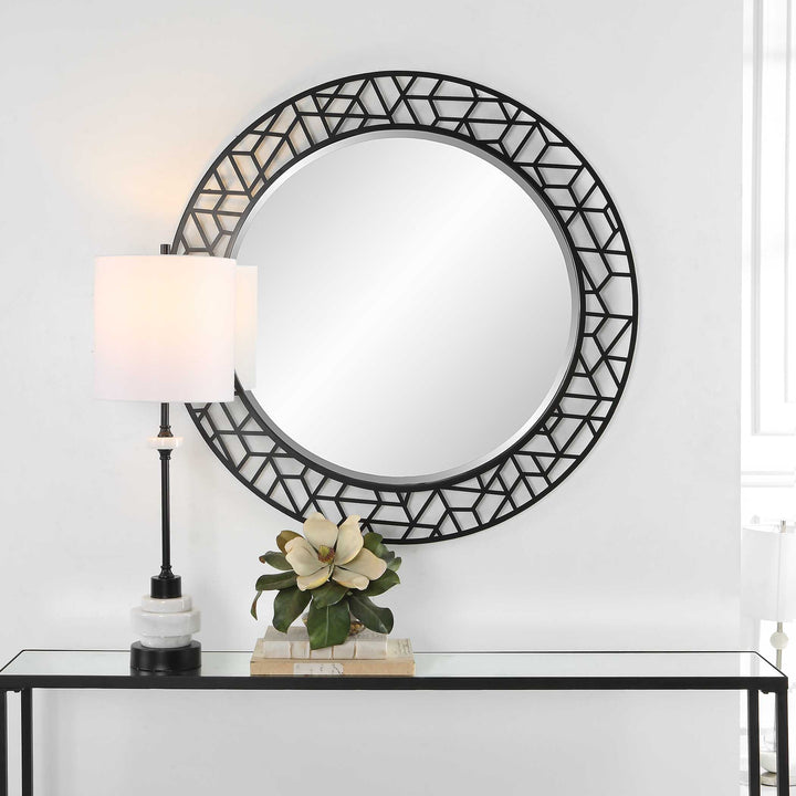 American Home Furniture Uttermost Mosaic Metal Round Mirror