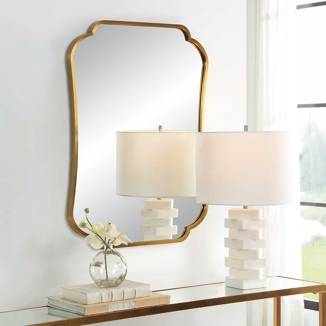 American Home Furniture Uttermost Athena Brushed Brass Mirror