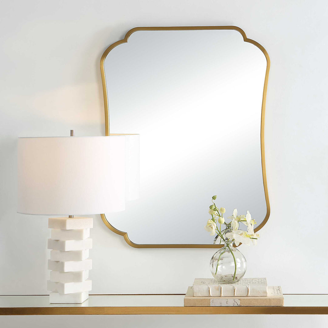 American Home Furniture Uttermost Athena Brushed Brass Mirror