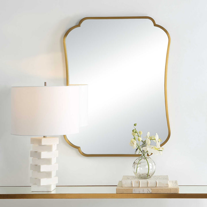 American Home Furniture Uttermost Athena Brushed Brass Mirror