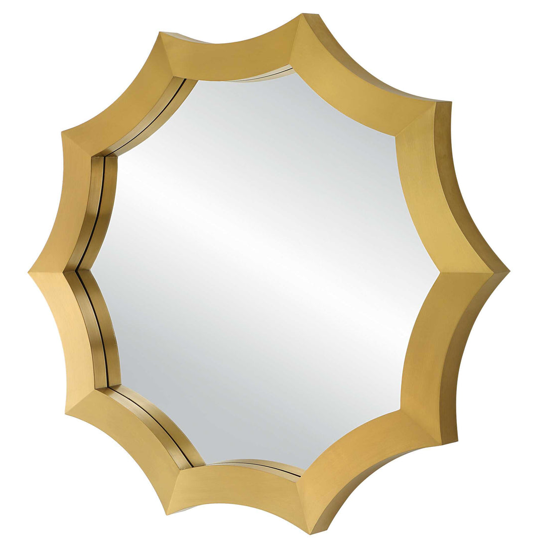 American Home Furniture Uttermost Flare Brushed Brass Round Mirror