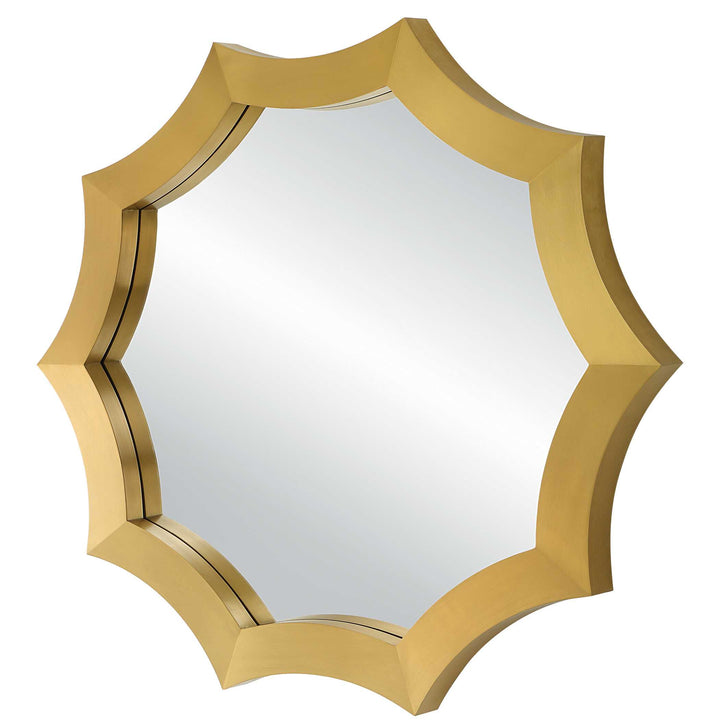 American Home Furniture Uttermost Flare Brushed Brass Round Mirror