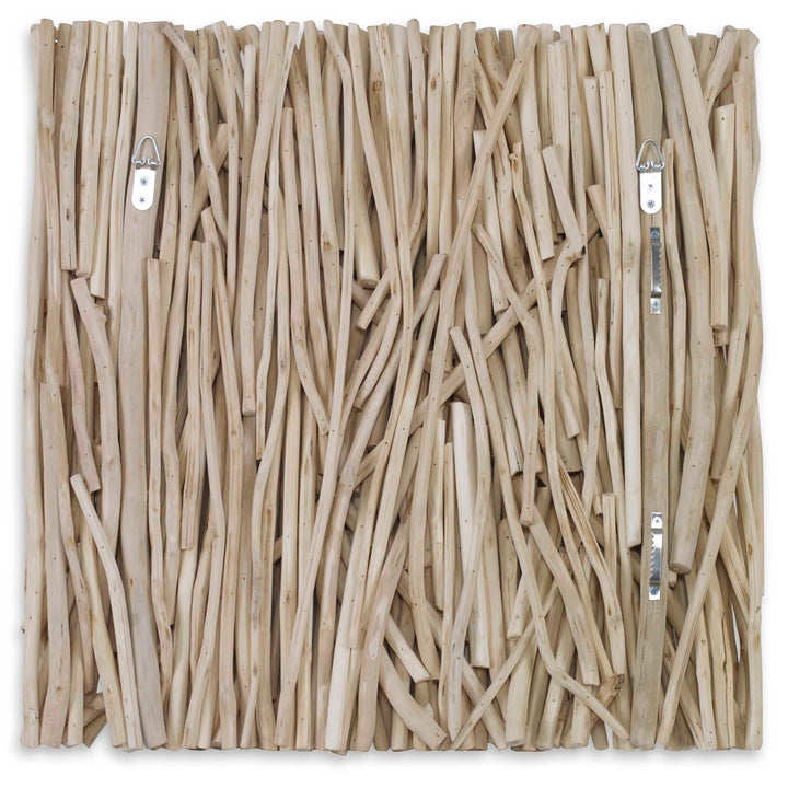 American Home Furniture Uttermost Gathered Teak Square Bleached Wood Wall Decor