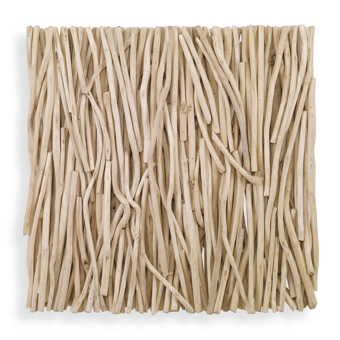 Gathered Teak Square Bleached Wood Wall Decor - AmericanHomeFurniture