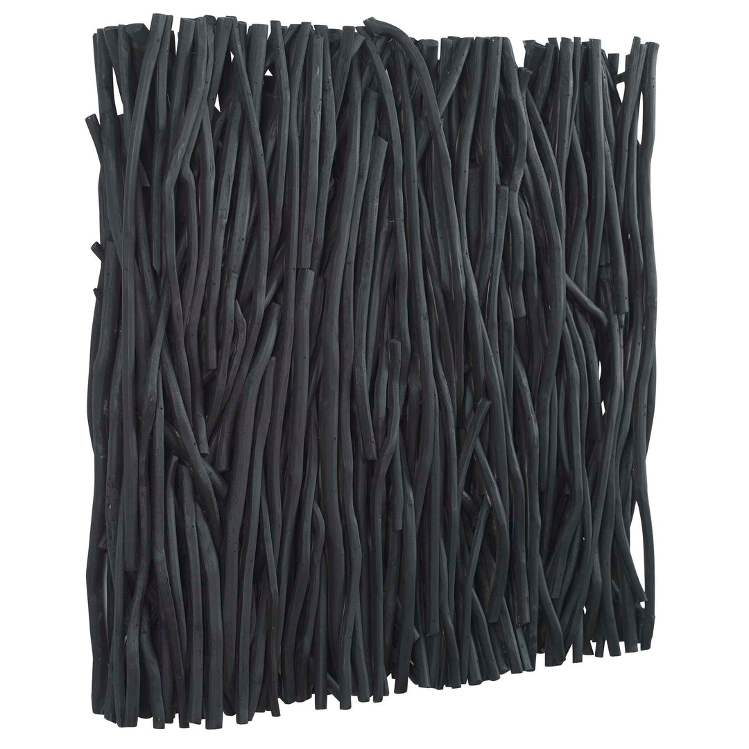American Home Furniture Uttermost Gathered Teak Square Black Wood Wall Decor