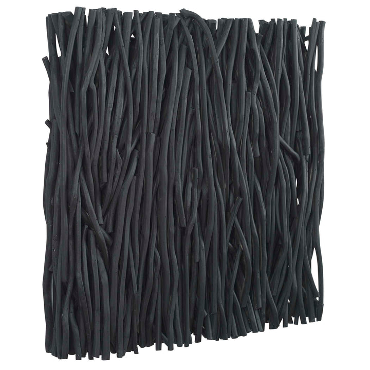 American Home Furniture Uttermost Gathered Teak Square Black Wood Wall Decor