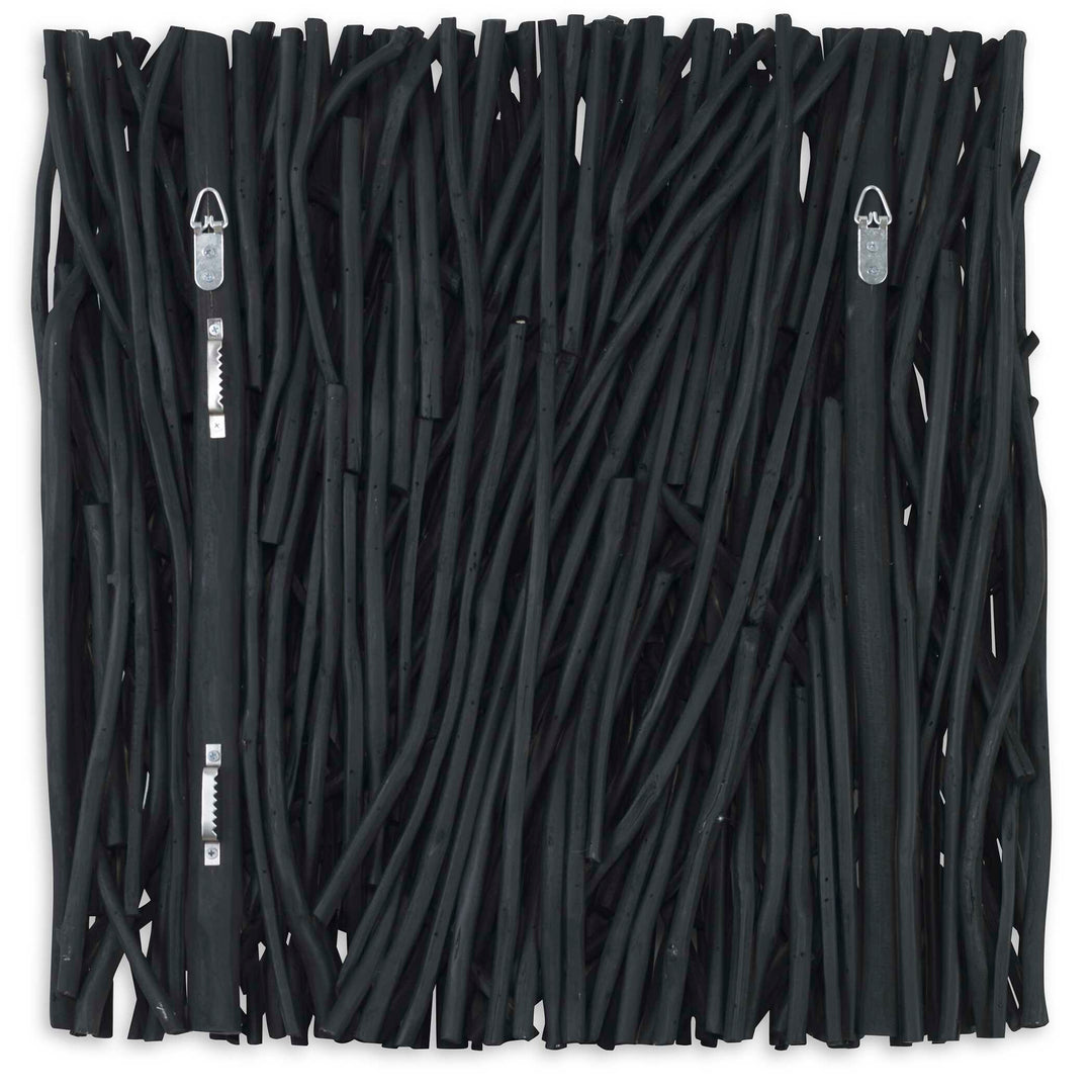 American Home Furniture Uttermost Gathered Teak Square Black Wood Wall Decor