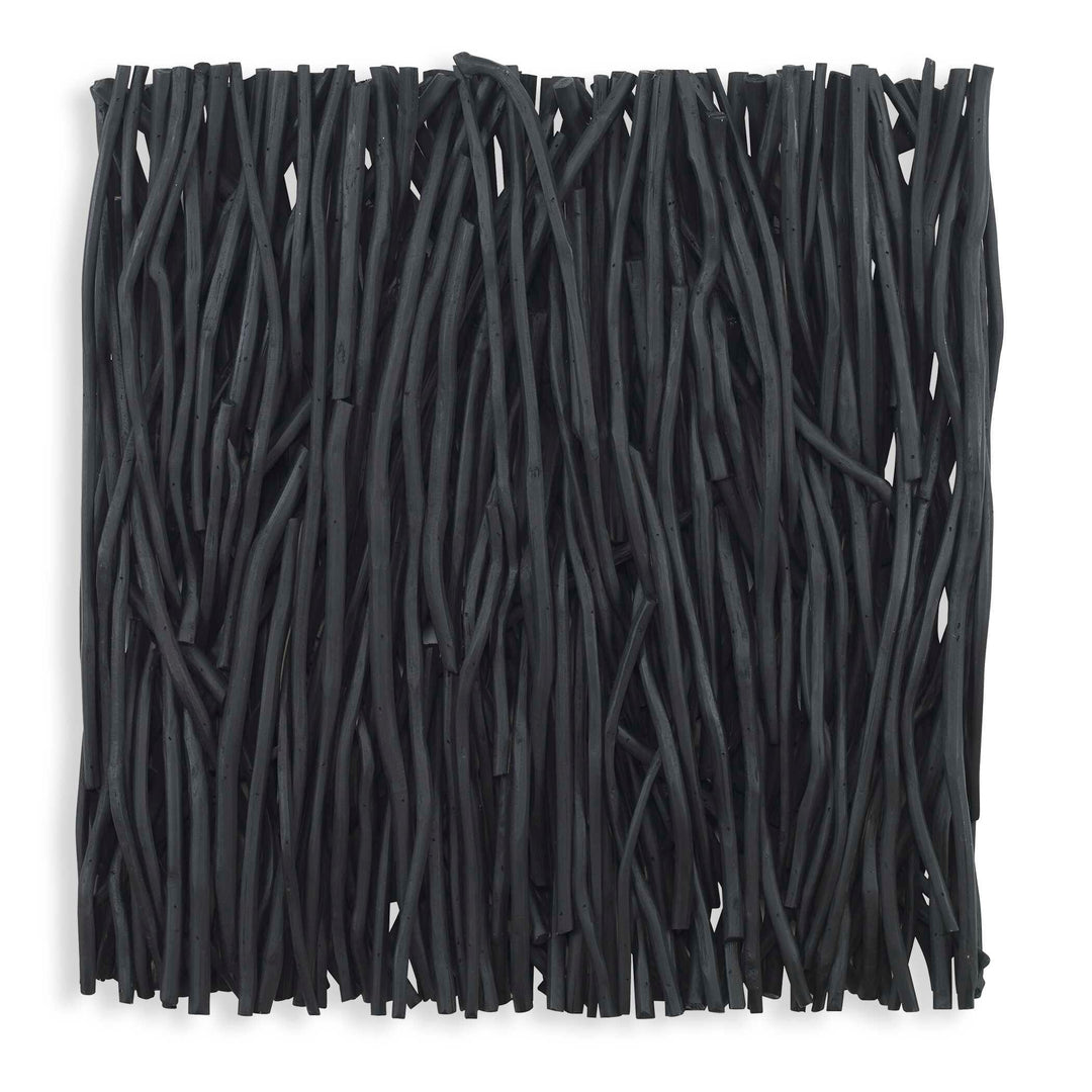 Gathered Teak Square Black Wood Wall Decor - AmericanHomeFurniture