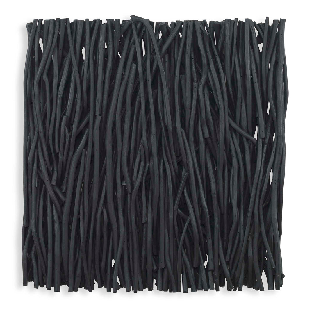 American Home Furniture Uttermost Gathered Teak Square Black Wood Wall Decor