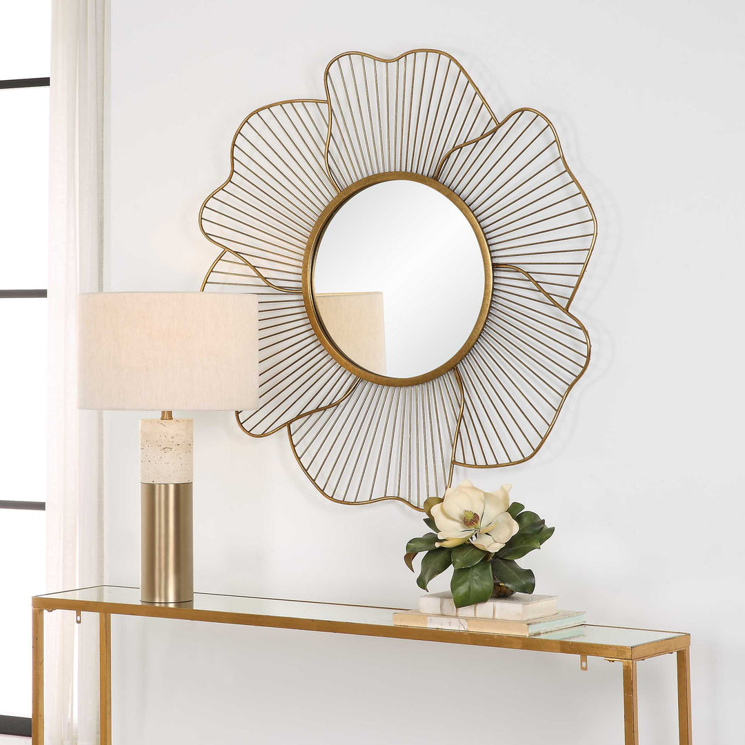 American Home Furniture Uttermost Blossom Gold Floral Mirror