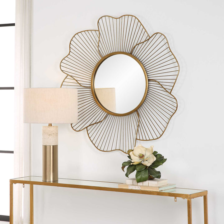 American Home Furniture Uttermost Blossom Gold Floral Mirror