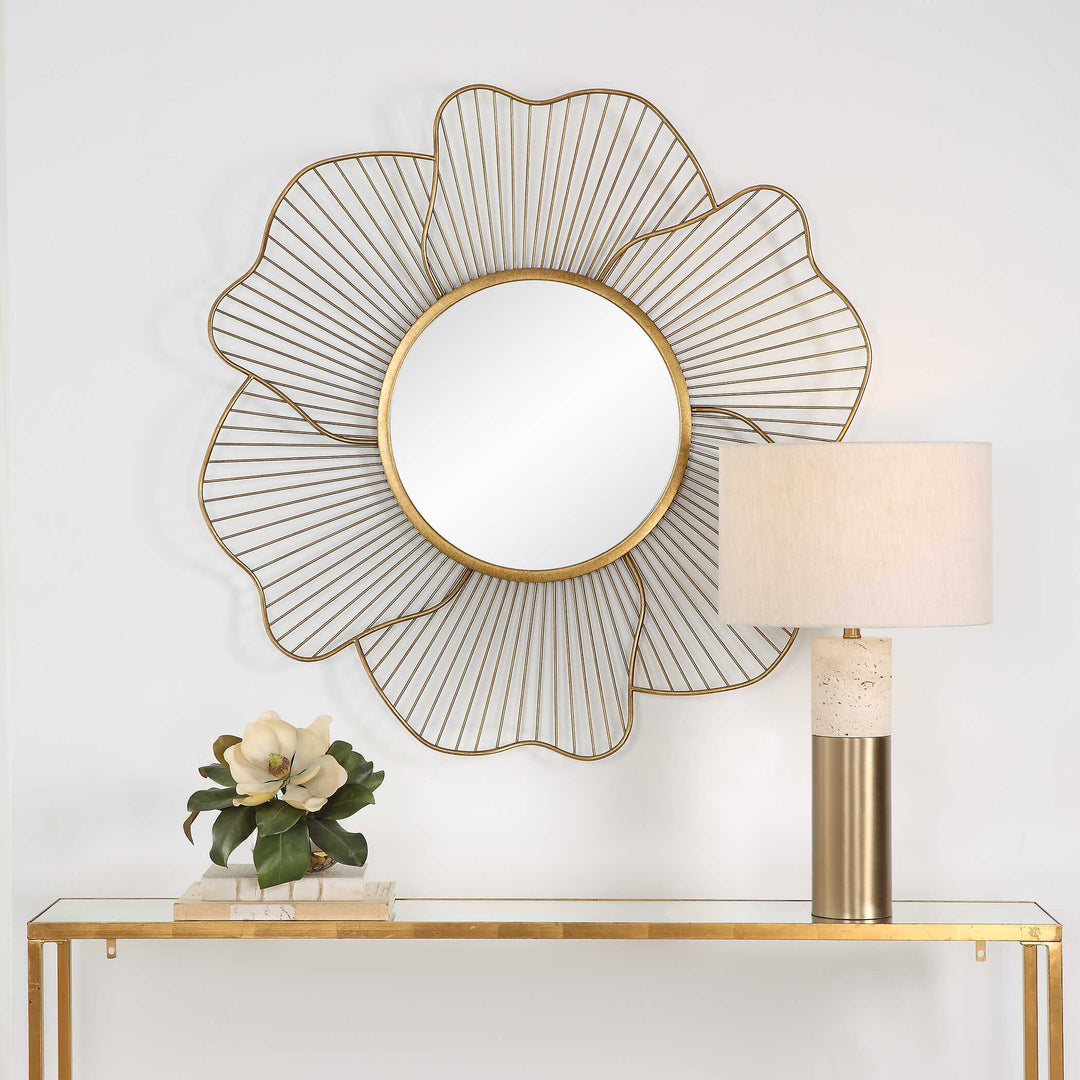 American Home Furniture Uttermost Blossom Gold Floral Mirror
