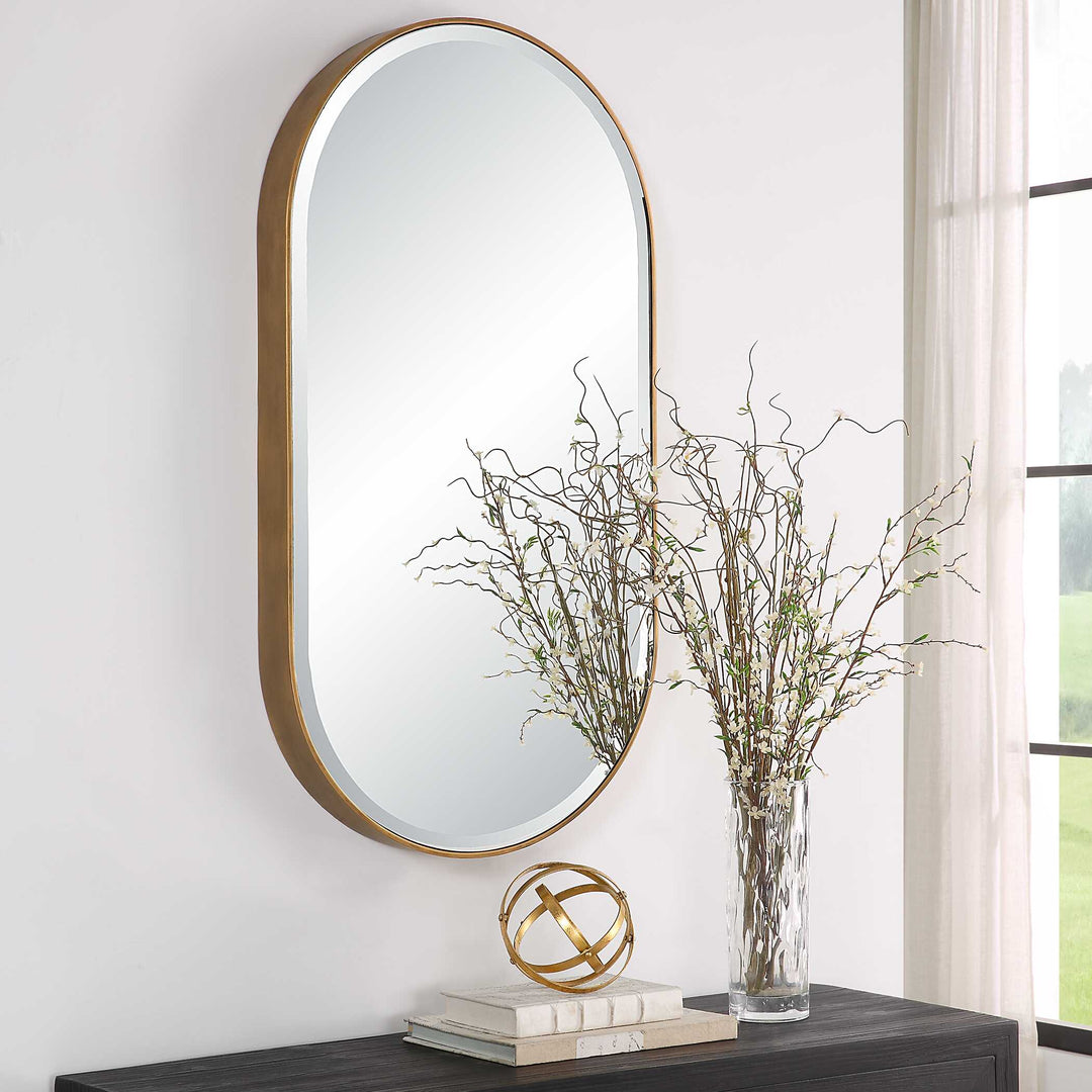 American Home Furniture Uttermost Lago Oval Gold Mirror
