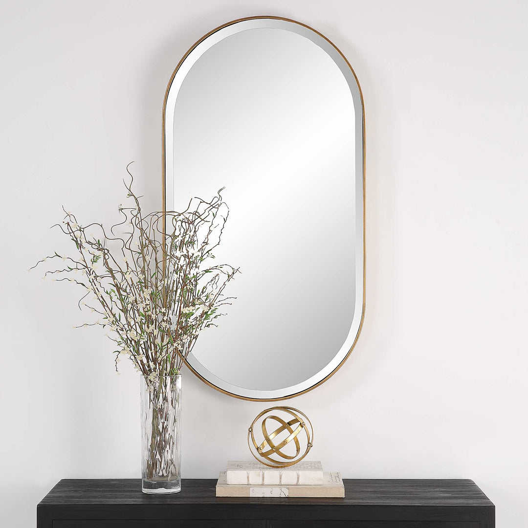 American Home Furniture Uttermost Lago Oval Gold Mirror