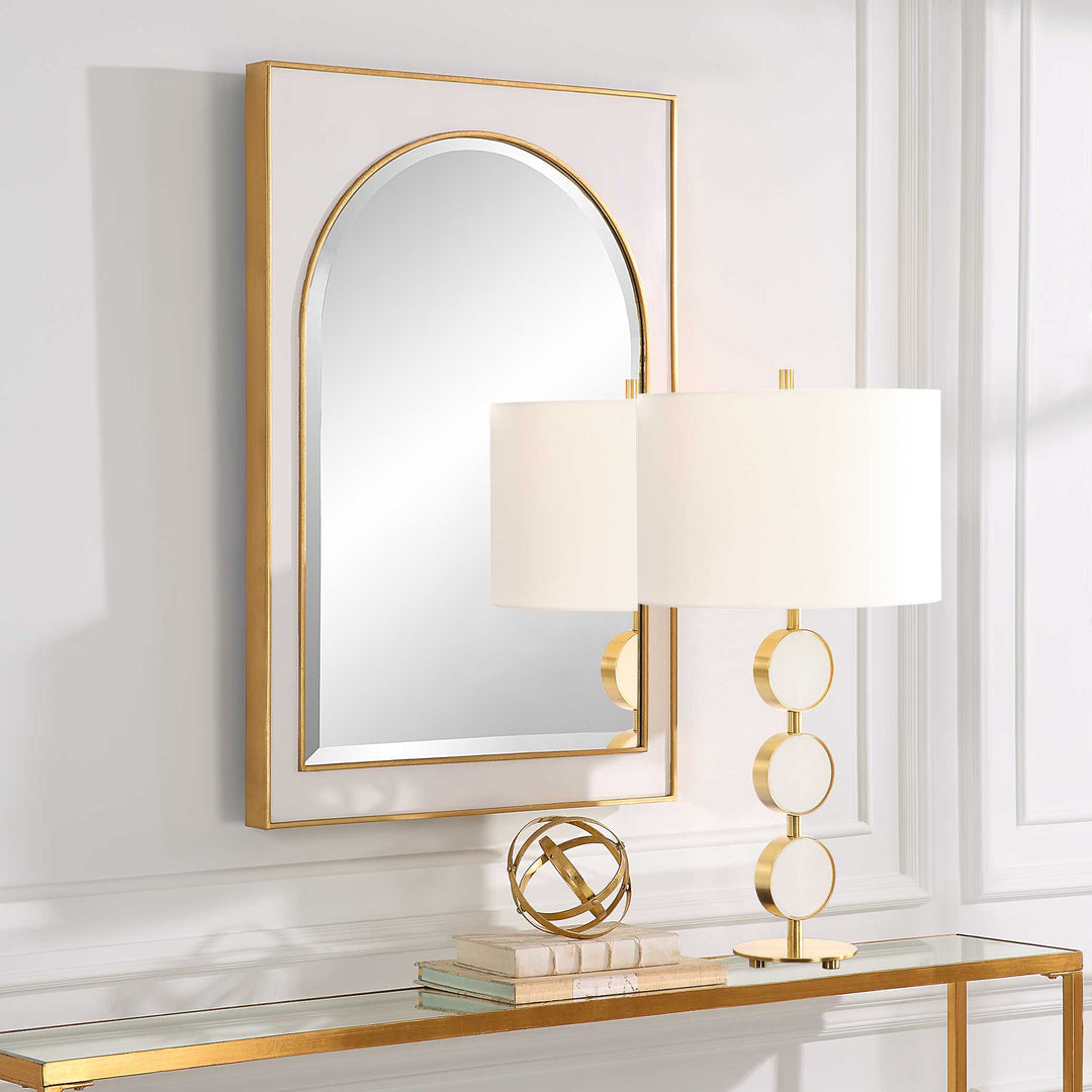 American Home Furniture Uttermost Crisanta Gloss White Arch Mirror