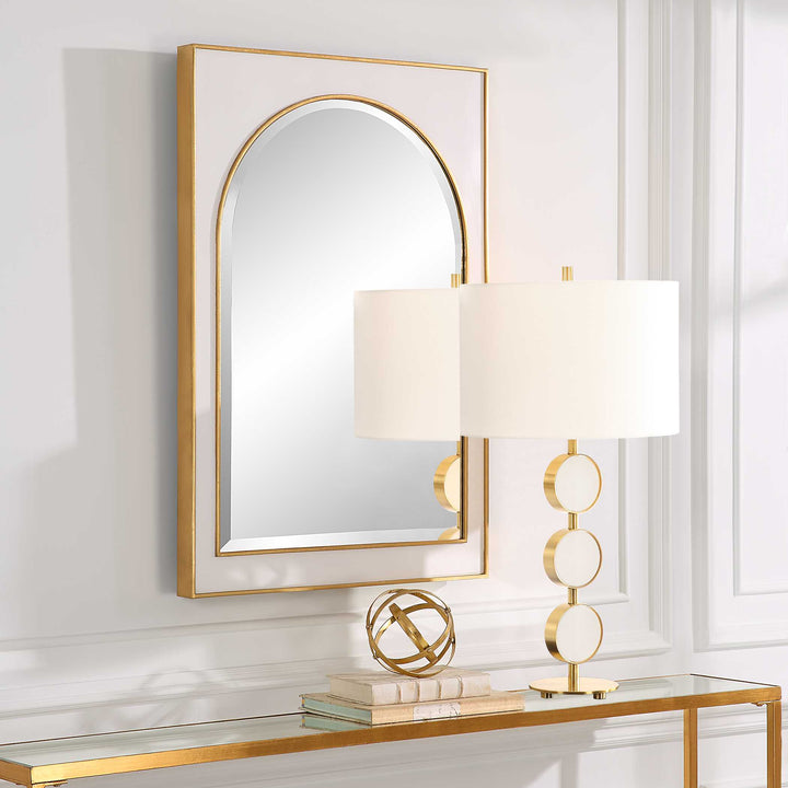 American Home Furniture Uttermost Crisanta Gloss White Arch Mirror